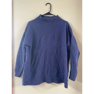 Uniqlo mock neck blue jumper - gently loved - size Large